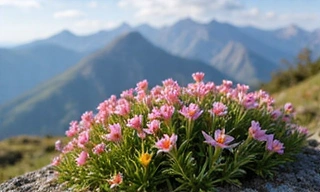Plantă Rhodiola Rosea în mediul său natural, munte
